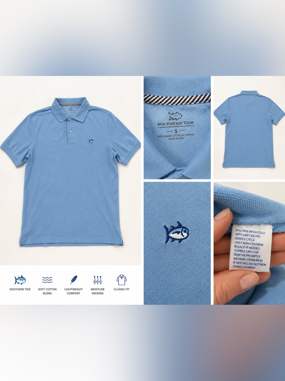 Southern Tide Men’s Polo Shirt Size Small Blue Cotton Stretch Polo